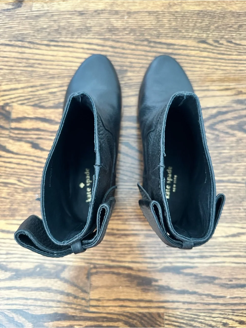 Kate Spade Prospect Bow Booties Black Pebbled Leather Short Boots Sz 6.5